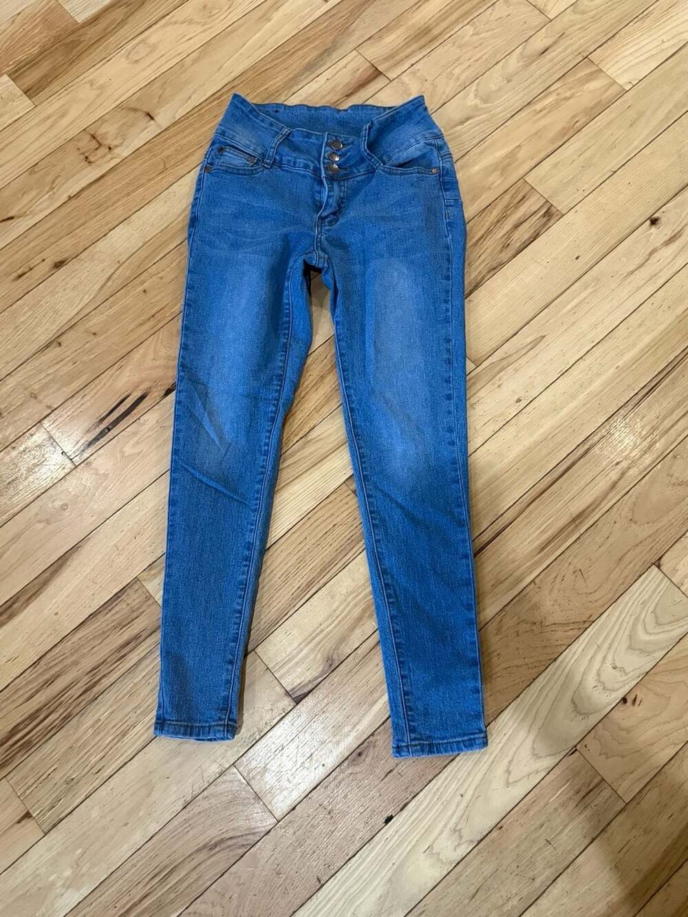 U.W.J. High Rise Super Skinny Jeans Blue Triple Button